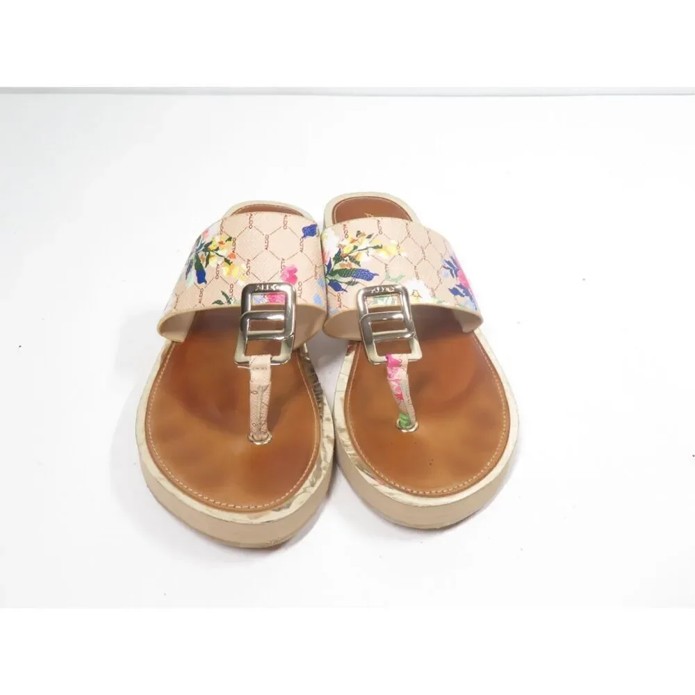 Aldo Daliah Floral Sandal Flip Flop Blush Brown Gold Size Women 10 Rare